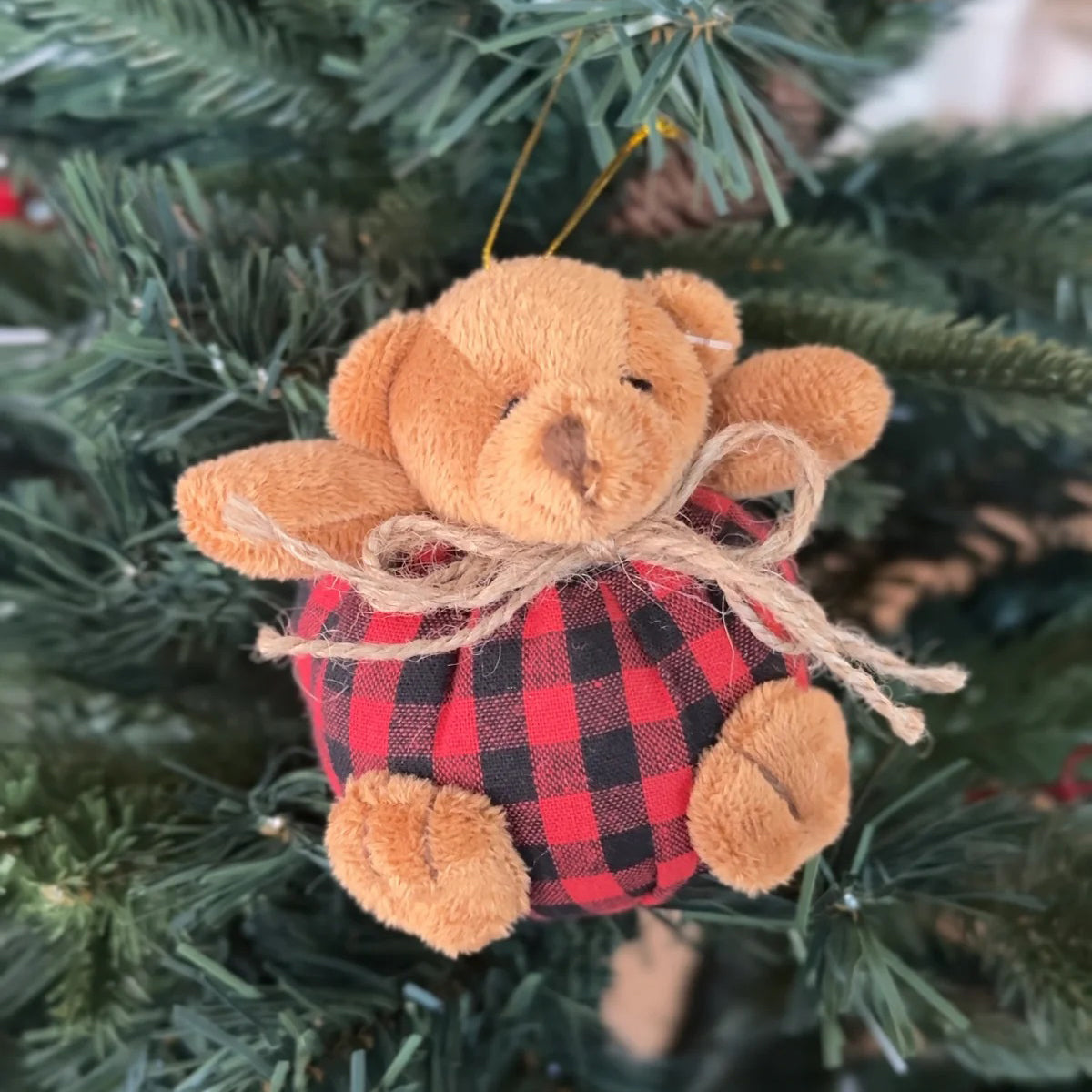 Christmas Plaid Bear Ornament