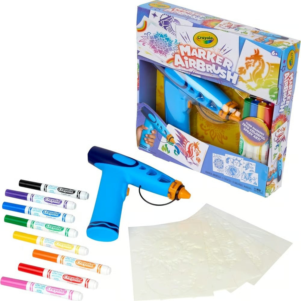 🎁Last Day Promotion 49% OFF🔥Marker Airbrush Spray DIY Craft Art Kit For Kids With 8 Washable Markers & 5 Stencils