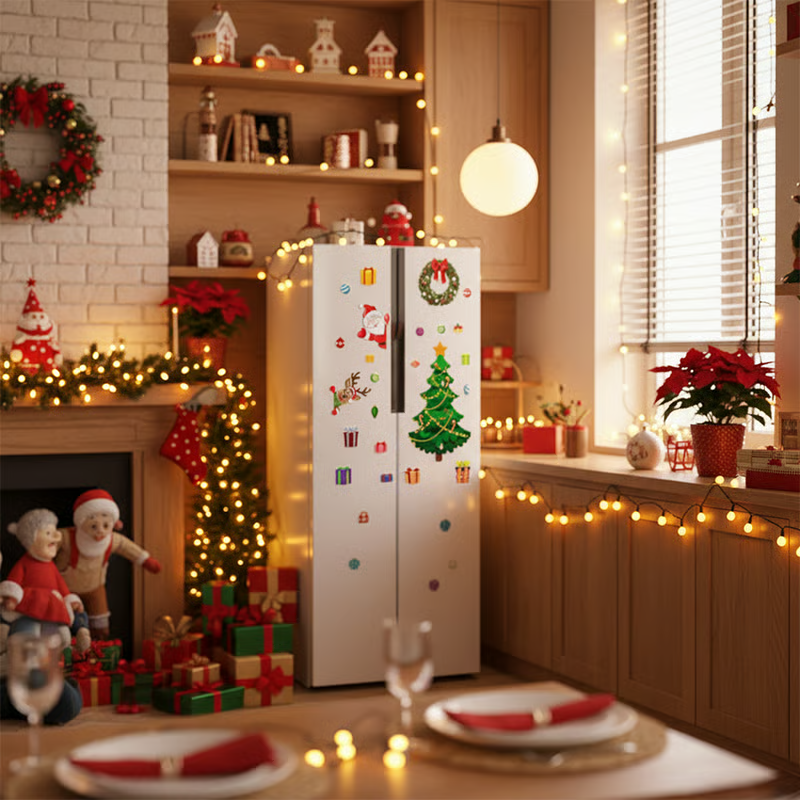 Christmas Themed DIY Magnetic Sticker Refrigerator Decorations