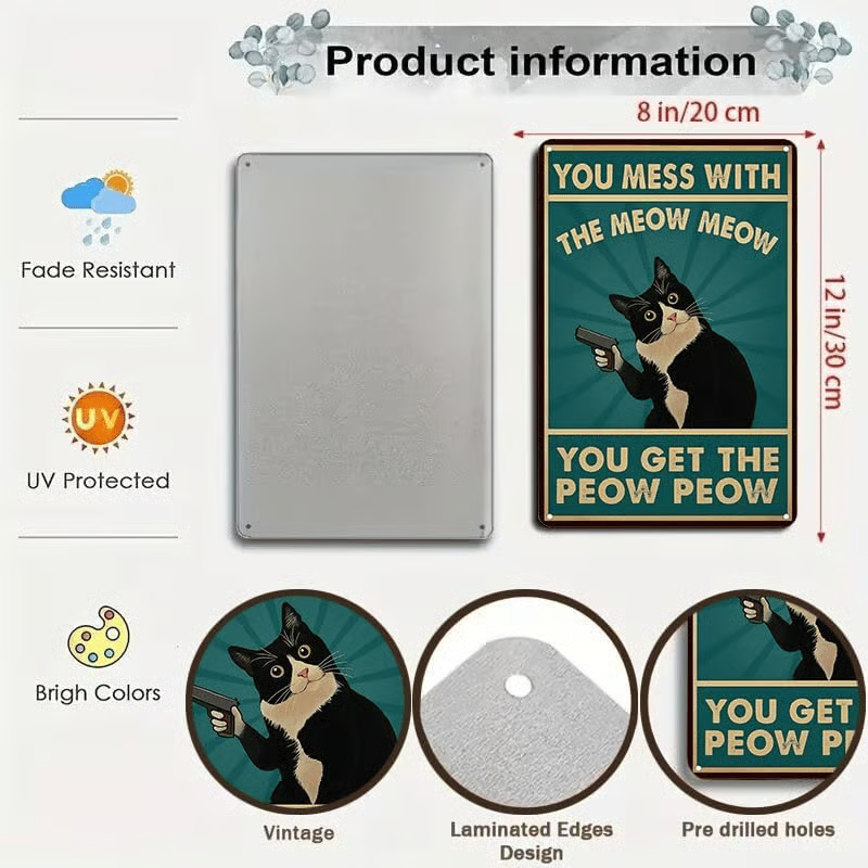 🐾 Funny Cat Retro Metal Sign