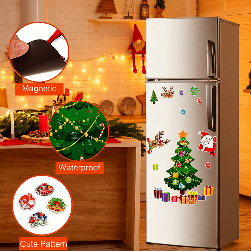 Christmas Themed DIY Magnetic Sticker Refrigerator Decorations