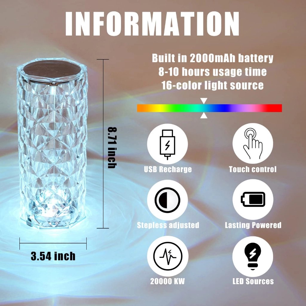 🔥Artificial Crystal Table Lamp(Can Switch 16 Colors)