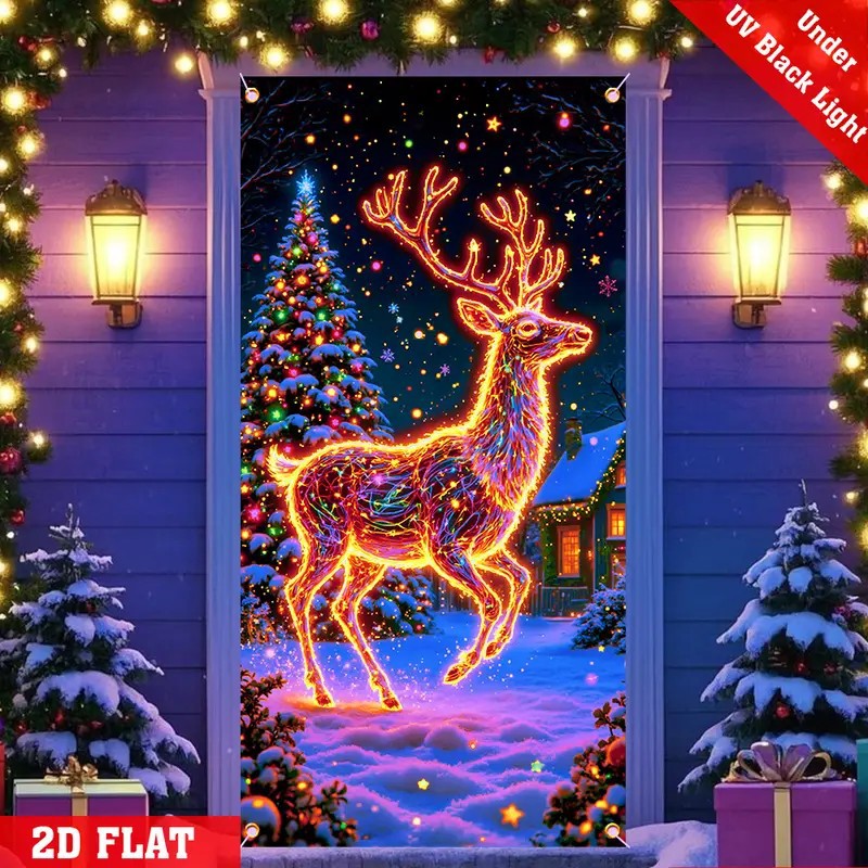 Christmas Neon Door Cover Banner Decorative