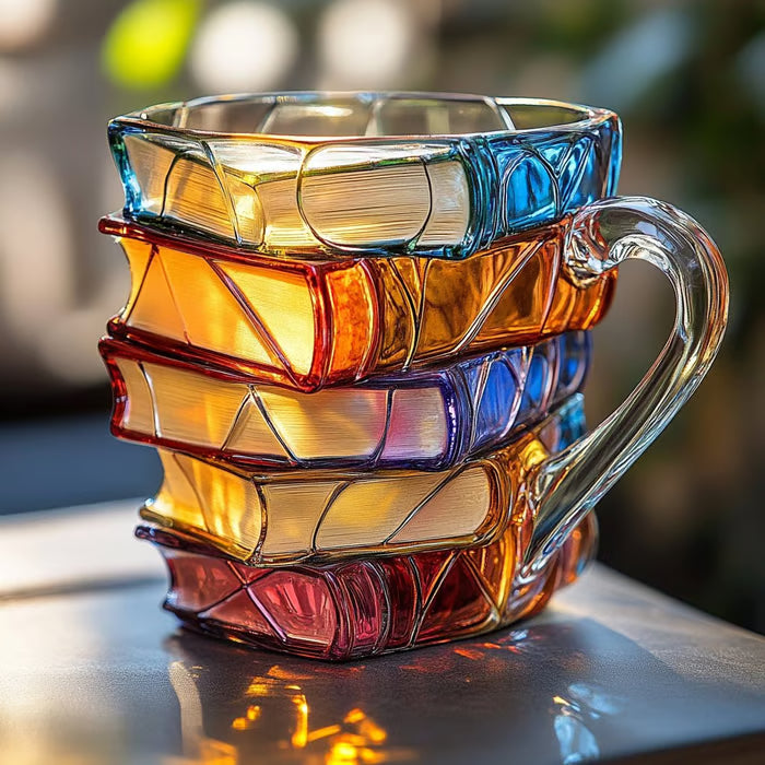 3D Painting Book Stack Glass Mug — Where Literature Meets Art in Your Morning Routine 📚☕