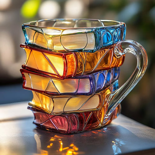 3D Painting Book Stack Glass Mug — Where Literature Meets Art in Your Morning Routine 📚☕