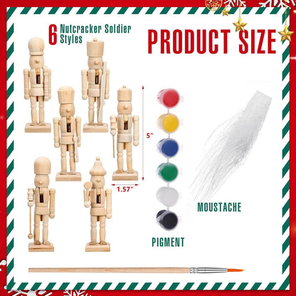 Christmas Unfinished Wooden Nutcrackers DIY Craft Kit (🎁FREE Paint Brushes & Paints)