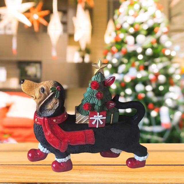 Lighted Dachshund Christmas Sculpture
