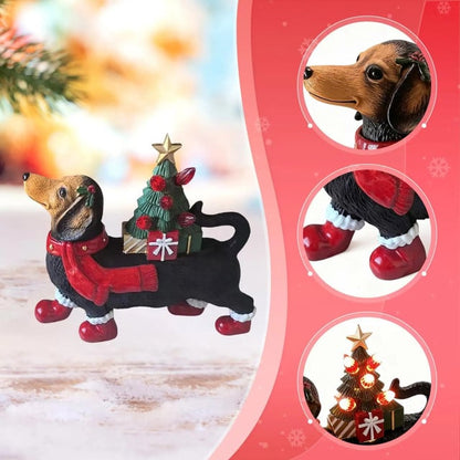 Lighted Dachshund Christmas Sculpture