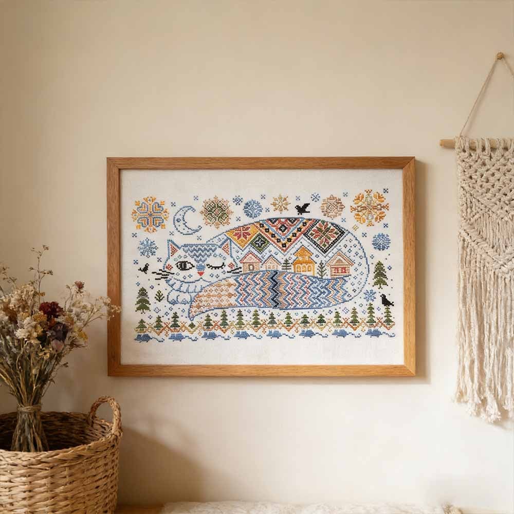 🔥Last Day 49% OFF - 🐱Winter Town Cat Cross Stitch Kit
