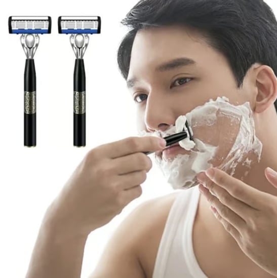 48-Piece Men's Razor Blade Replacement Set with Free Handle - Ultra Sharp Stainless Steel Blades for Smooth Shaving