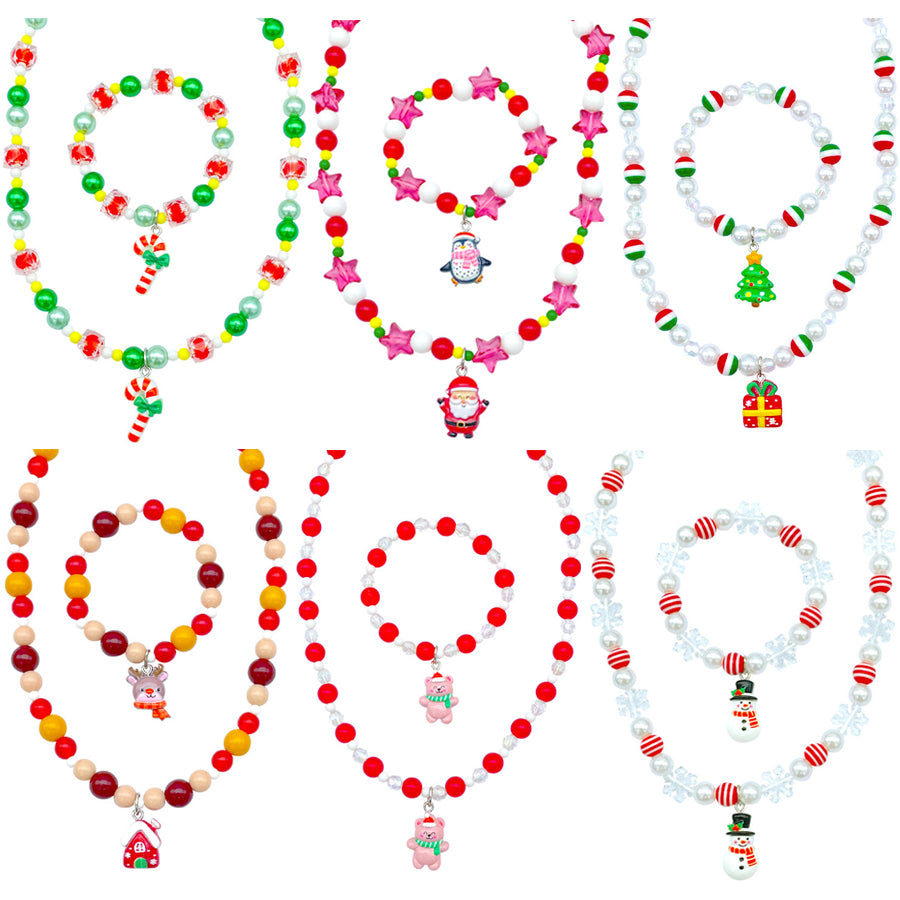 🎉The Best Gift For Girl-🎀Kids Classic Jewelry 📿- 6 Sets of Beaded Necklaces & Bracelets