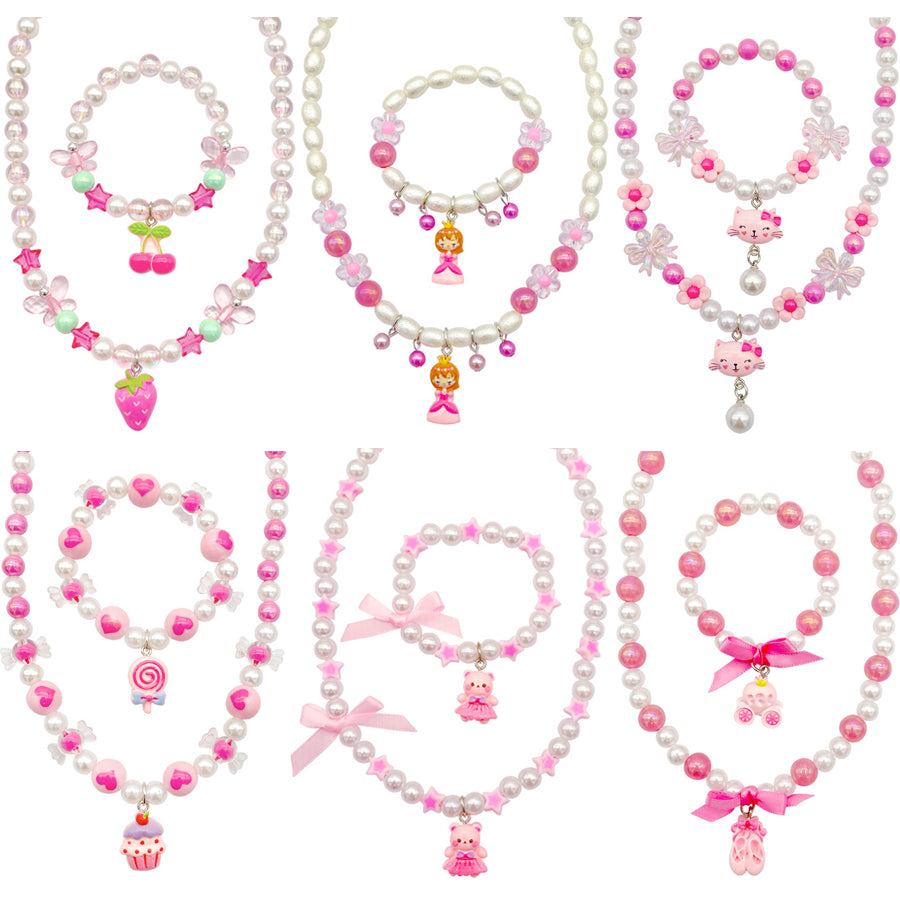 🎉The Best Gift For Girl-🎀Kids Classic Jewelry 📿- 6 Sets of Beaded Necklaces & Bracelets