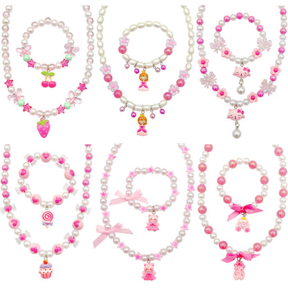 🎉The Best Gift For Girl-🎀Kids Classic Jewelry 📿- 6 Sets of Beaded Necklaces & Bracelets