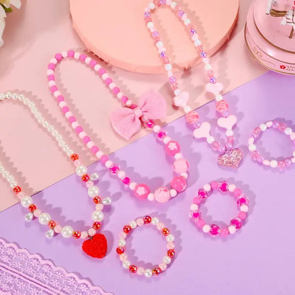 🎉The Best Gift For Girl-🎀Kids Classic Jewelry 📿- 6 Sets of Beaded Necklaces & Bracelets