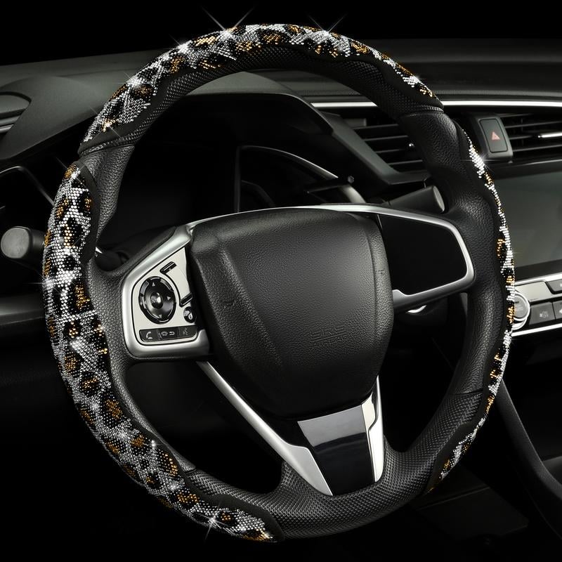 💎⭕Luxury Leopard Bling Rhinestone Steering Wheel Cover