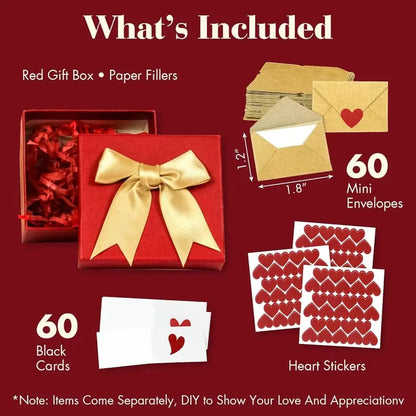 💌DIY Love Notes Box - Mini Blank Cards & Envelopes for Him/Her💕