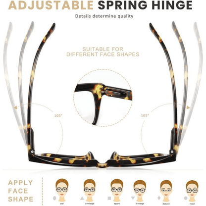 🔥Hot Sale-✨👓3 Pack Tortoiseshell Reading Glasses – Blue Light Blocking Oversized Square Readers