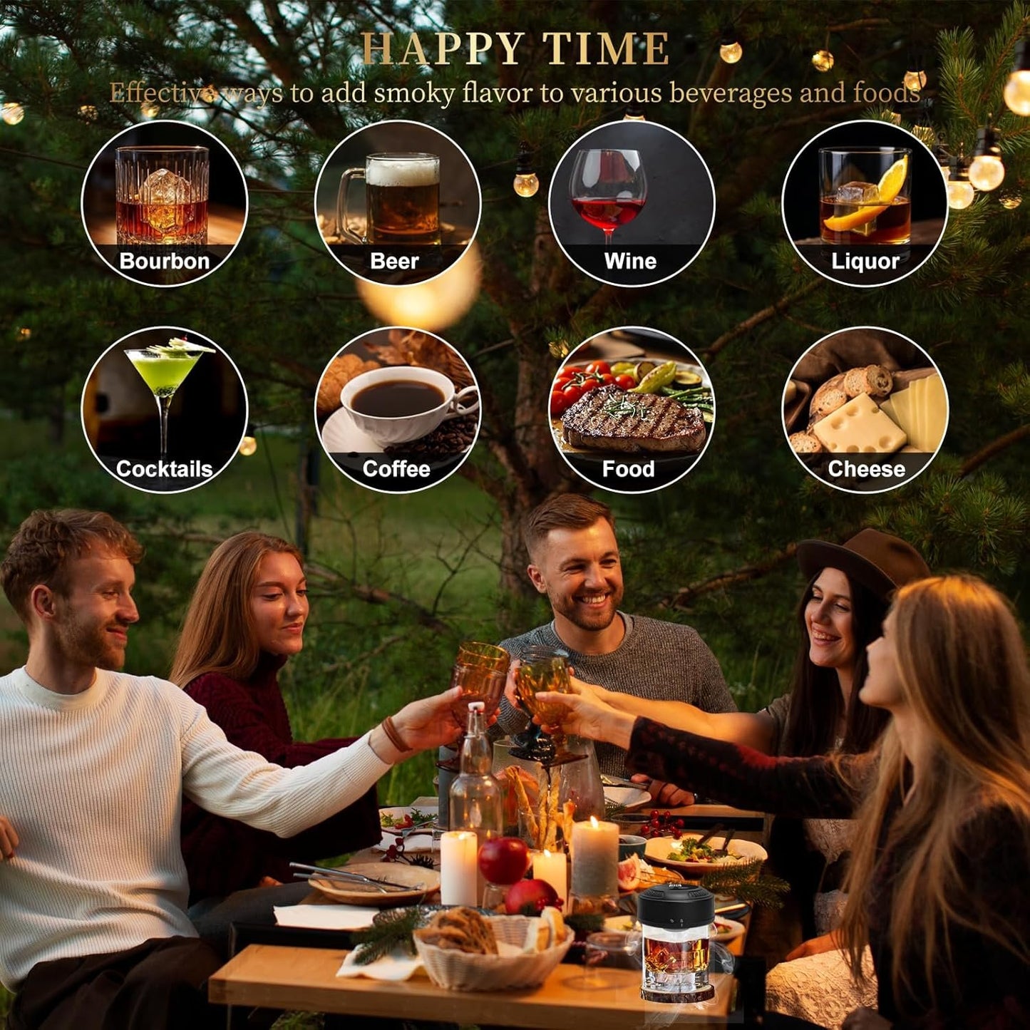 🔥Hot Sale 49% off🌟2025 New Electric Whiskey Smoker Kit with 6 Wood Chips