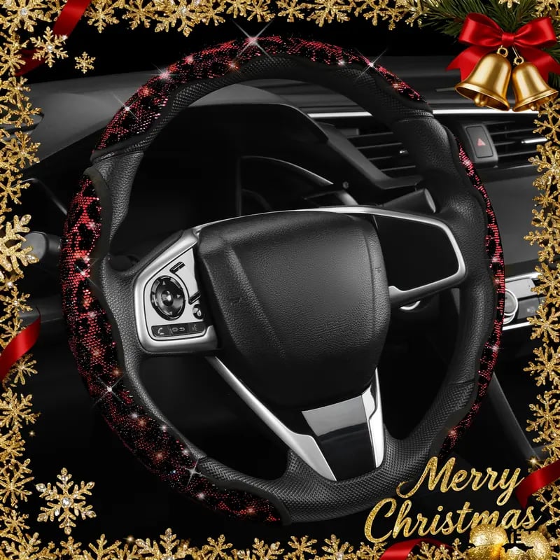 💎⭕Luxury Leopard Bling Rhinestone Steering Wheel Cover