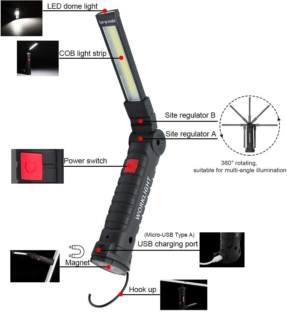 Portable Rechargeable LED Work Lights with Magnetic Base