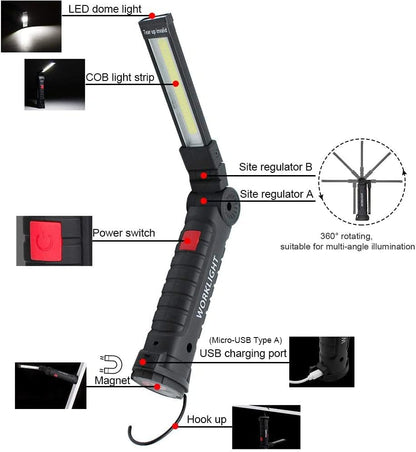 Portable Rechargeable LED Work Lights with Magnetic Base
