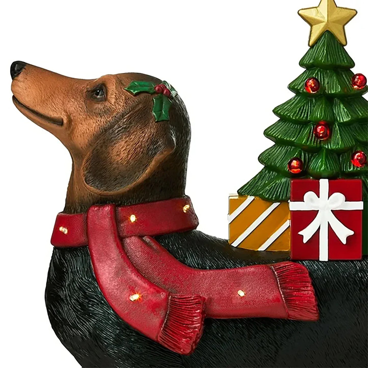 Lighted Dachshund Christmas Sculpture