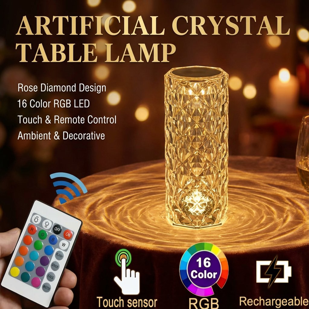 🔥Artificial Crystal Table Lamp(Can Switch 16 Colors)