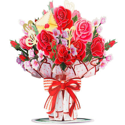 💕Hot sale 49% OFF💖 Valentine’s Day Pop-Up Card – Paper Flower Bouquet Greeting Card 💐