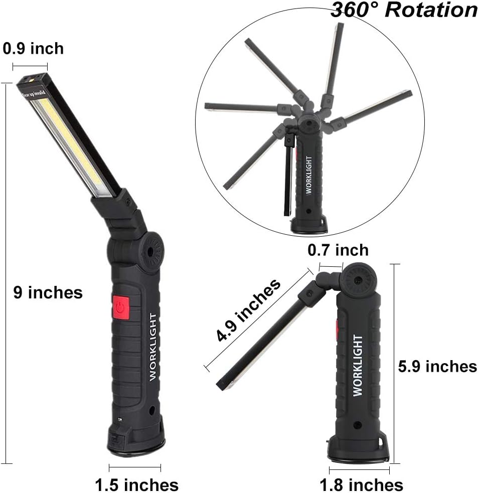 Portable Rechargeable LED Work Lights with Magnetic Base