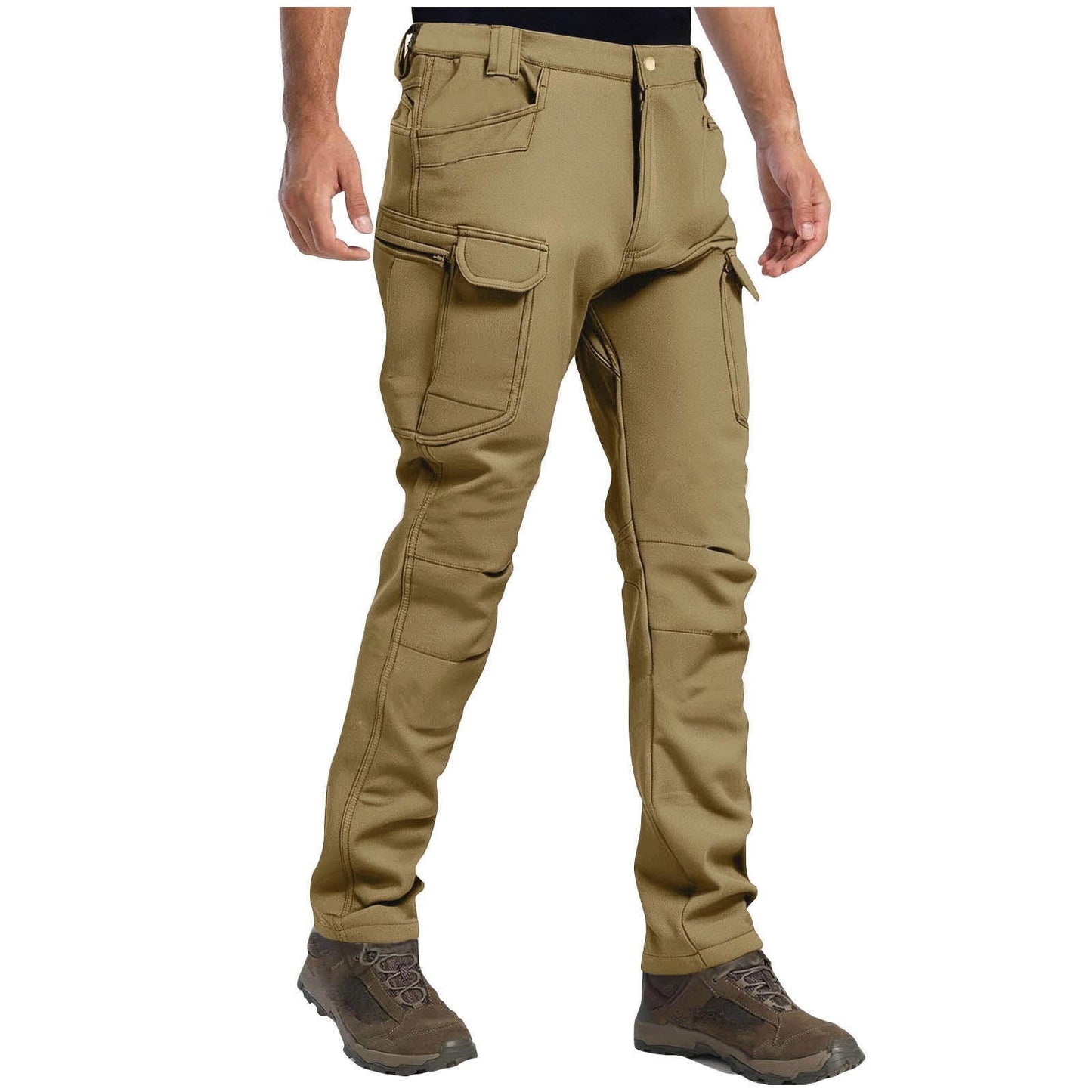 🔥Men’s Fleece-Lined Tactical Outdoor Pants – Windproof & Warm(Belt-Free, Multi-Pocket, Regular Fit)