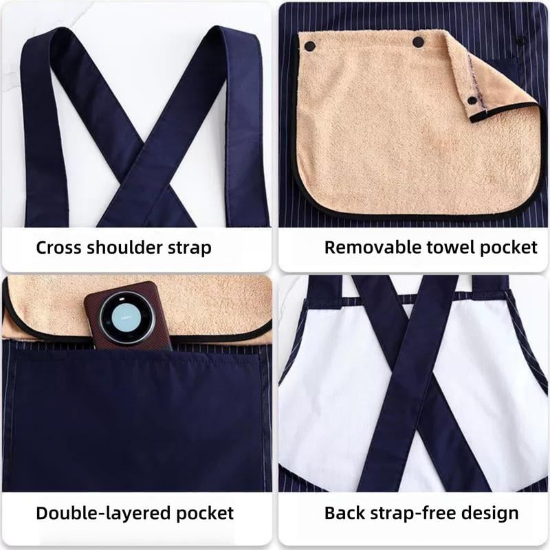 🔥Buy More Save More🔥Apron With Pockets For Women and Men -Cross Back Design with Towel