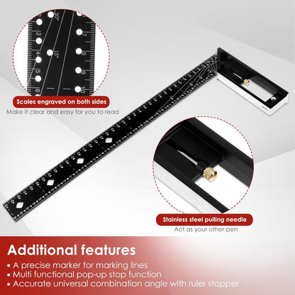 Multi-Angle Measuring Square Ruler for Woodworking