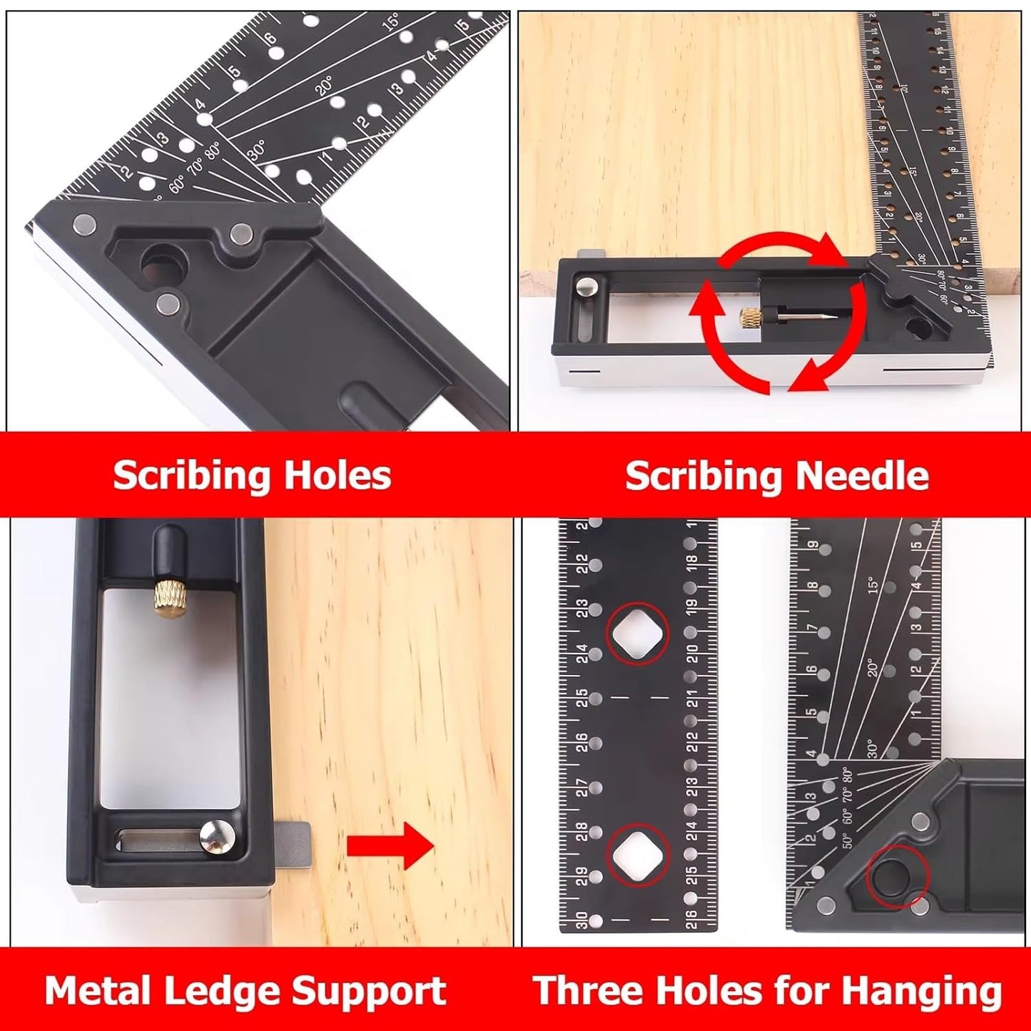 Multi-Angle Measuring Square Ruler for Woodworking