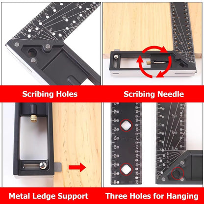 Multi-Angle Measuring Square Ruler for Woodworking