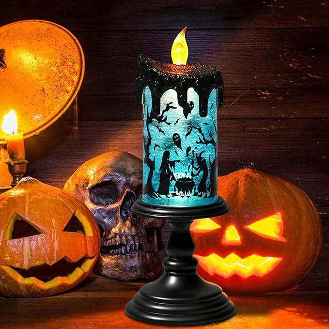Halloween Snow Globe Flameless Candles Lamp