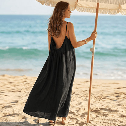 💃LAST DAY SAEL 49% OFF!!✨Women's Solid Color Backless Cami Dress💕