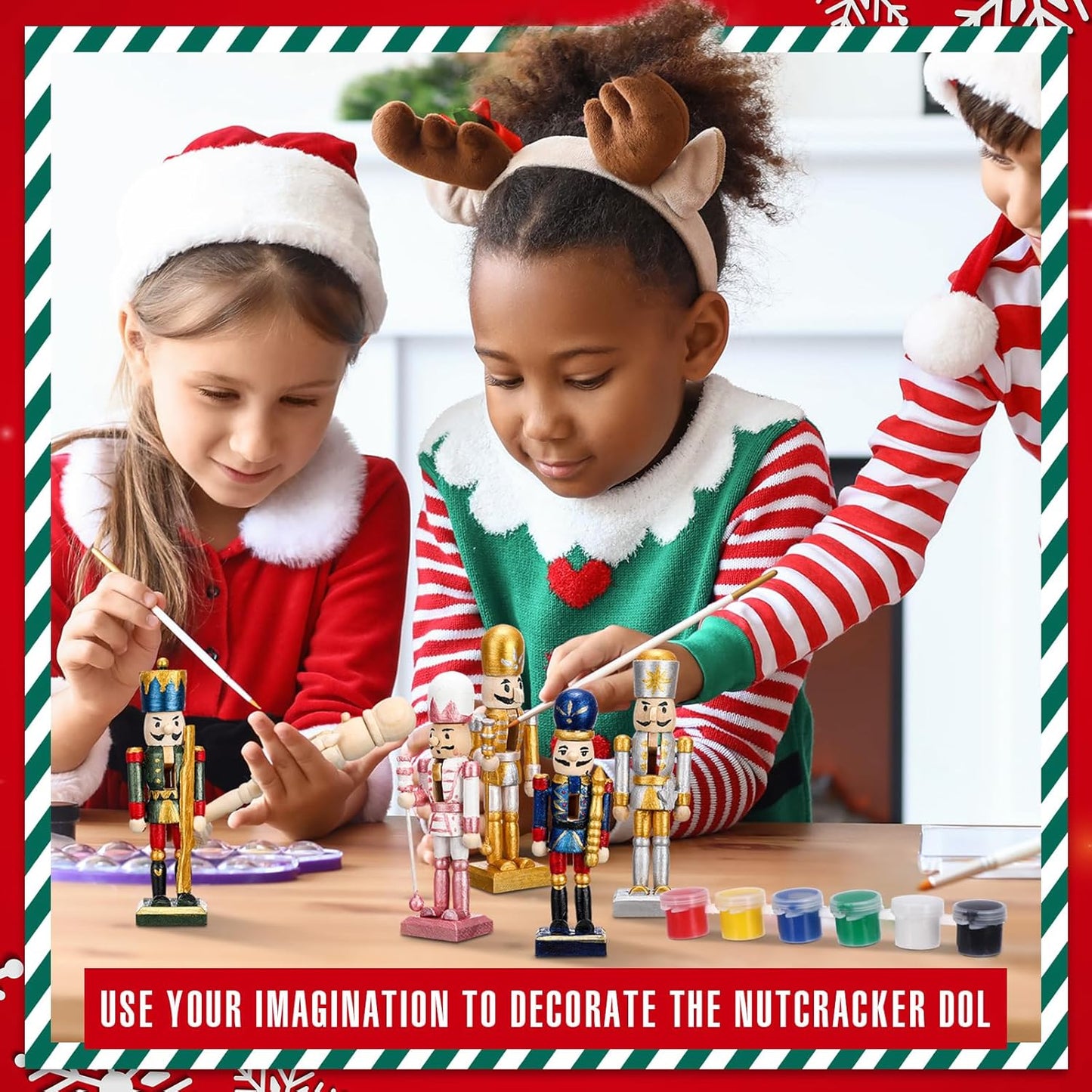 Christmas Unfinished Wooden Nutcrackers DIY Craft Kit (🎁FREE Paint Brushes & Paints)