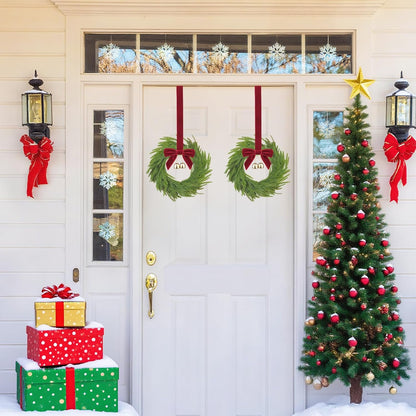 Christmas Mini Wreaths with Red Bows and Bells