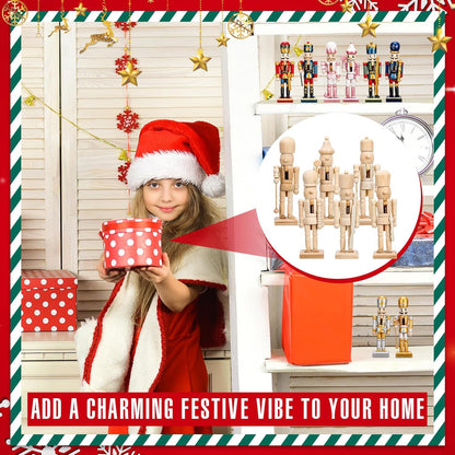 Christmas Unfinished Wooden Nutcrackers DIY Craft Kit (🎁FREE Paint Brushes & Paints)