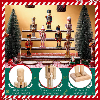 Christmas Unfinished Wooden Nutcrackers DIY Craft Kit (🎁FREE Paint Brushes & Paints)