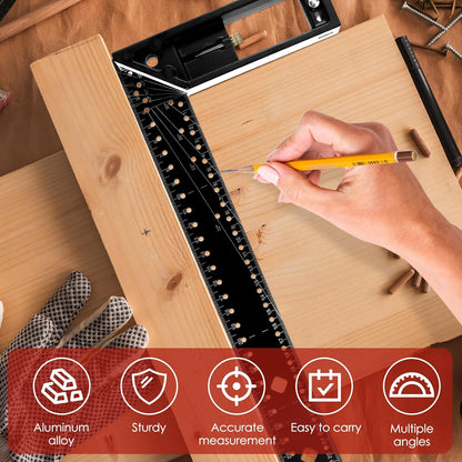 Multi-Angle Measuring Square Ruler for Woodworking
