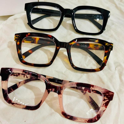 🔥Hot Sale-✨👓3 Pack Tortoiseshell Reading Glasses – Blue Light Blocking Oversized Square Readers