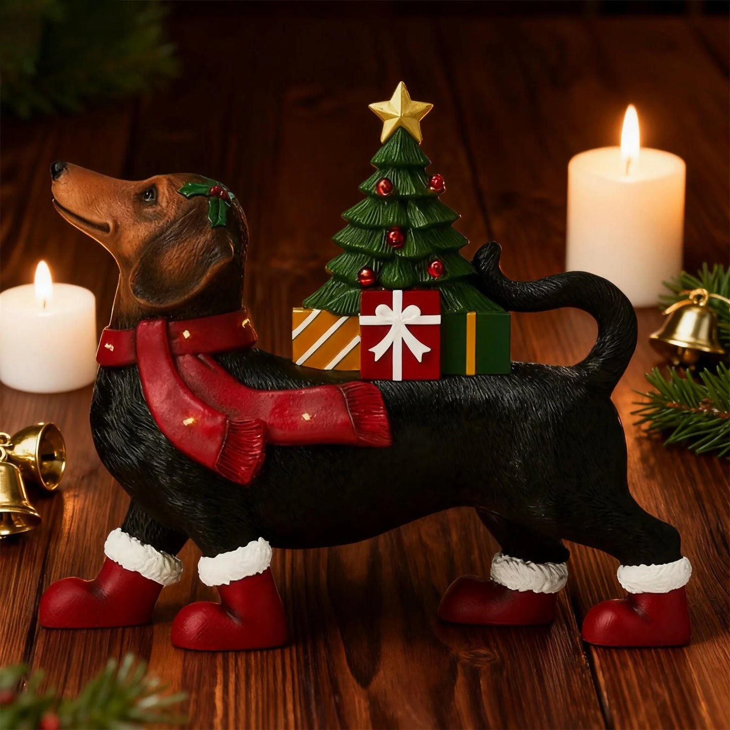 Lighted Dachshund Christmas Sculpture