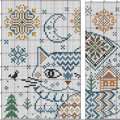 🔥Last Day 49% OFF - 🐱Winter Town Cat Cross Stitch Kit