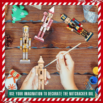Christmas Unfinished Wooden Nutcrackers DIY Craft Kit (🎁FREE Paint Brushes & Paints)