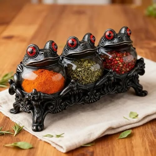 🐸🧙Handcrafted Witchy Frog Apothecary Spice Jars