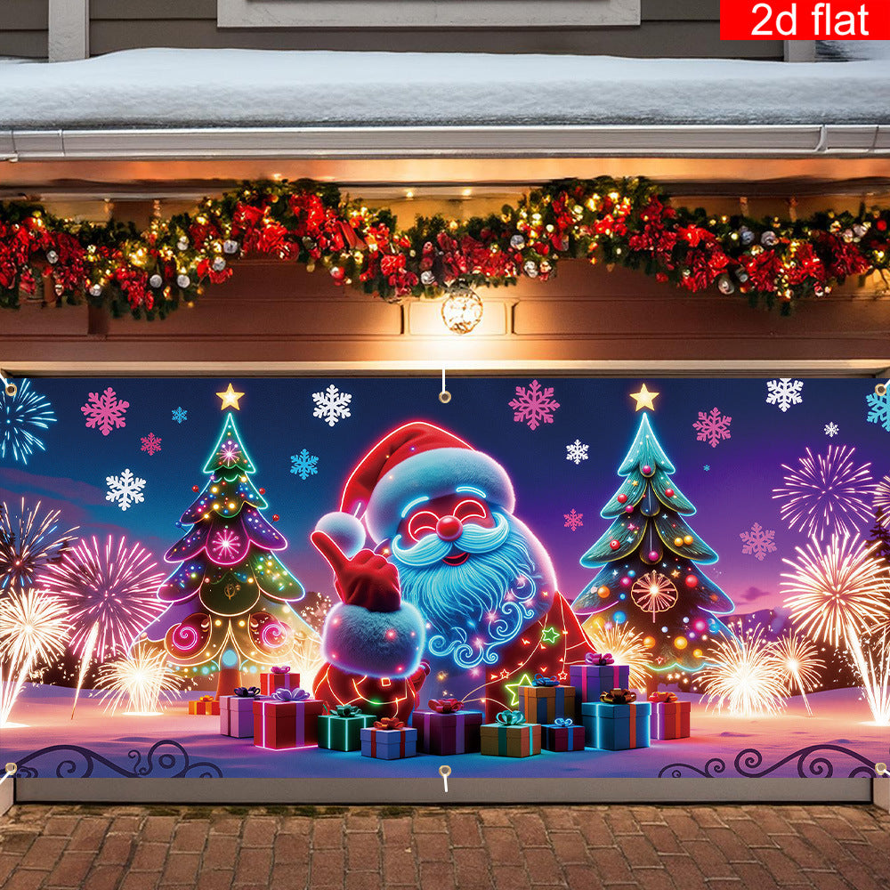 Christmas Neon Garage Door Cover Banner Decorative