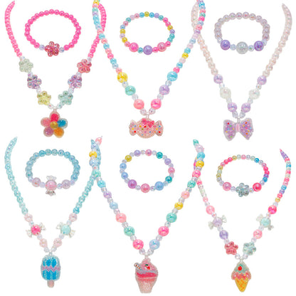 🎉The Best Gift For Girl-🎀Kids Classic Jewelry 📿- 6 Sets of Beaded Necklaces & Bracelets