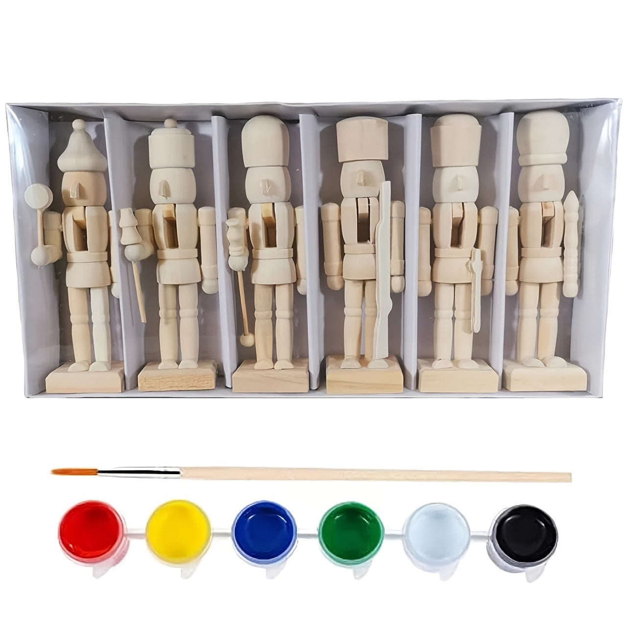 Christmas Unfinished Wooden Nutcrackers DIY Craft Kit (🎁FREE Paint Brushes & Paints)