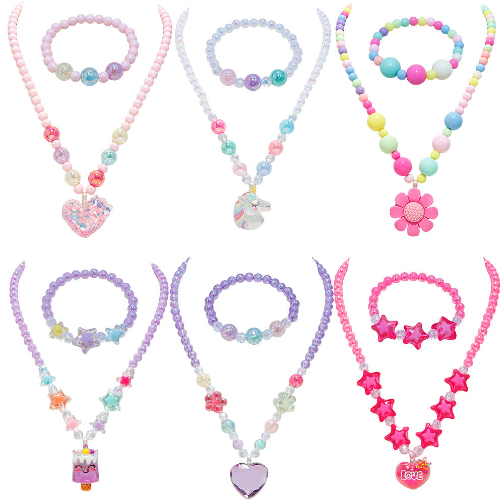 🎉The Best Gift For Girl-🎀Kids Classic Jewelry 📿- 6 Sets of Beaded Necklaces & Bracelets